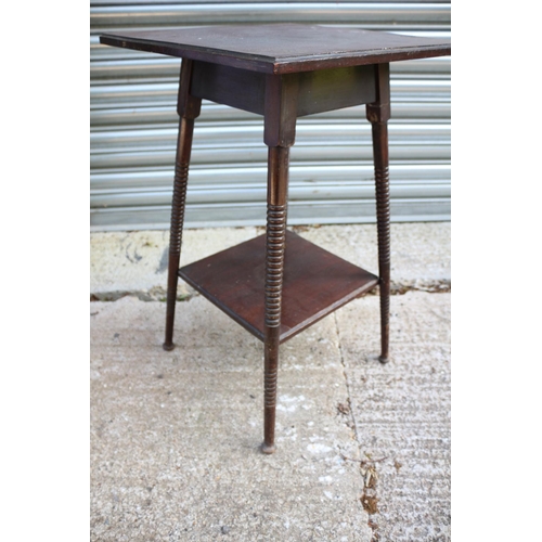 129 - Square Topped Vintage Side Table with Turned Legs