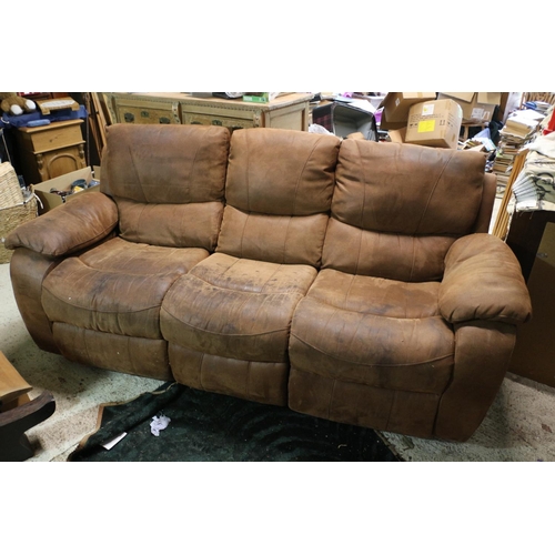 138 - 3 Seater Recliner Sofa in Suede/Leather - Comes in 3 Sections