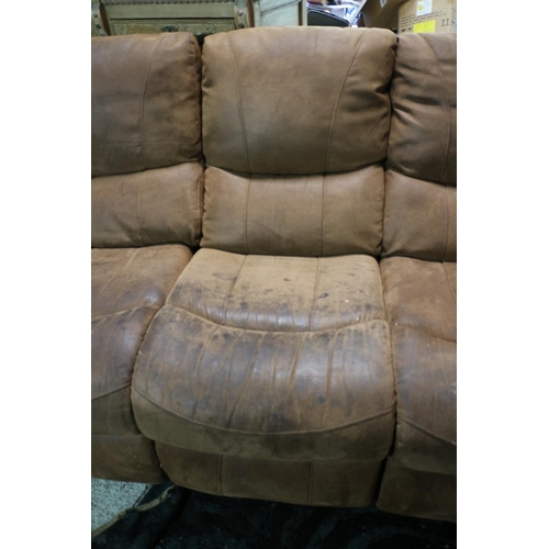 138 - 3 Seater Recliner Sofa in Suede/Leather - Comes in 3 Sections