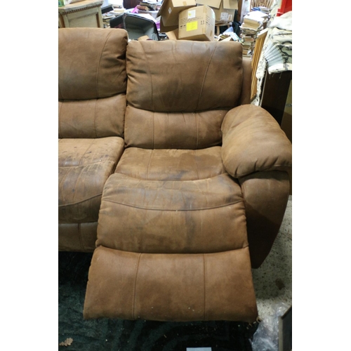 138 - 3 Seater Recliner Sofa in Suede/Leather - Comes in 3 Sections