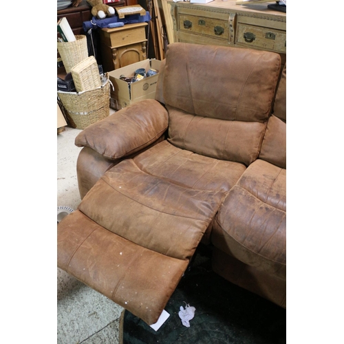 138 - 3 Seater Recliner Sofa in Suede/Leather - Comes in 3 Sections