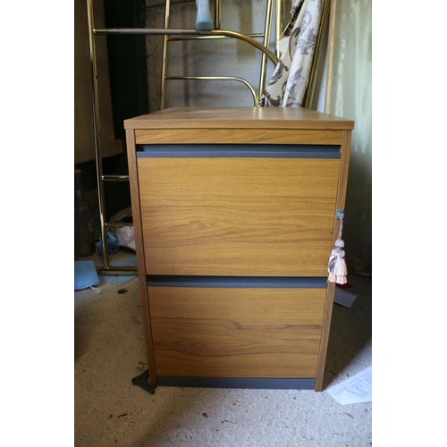 139 - 2 Drawer Wood Effect Filing Cabinet with Key and Some Drop Down Files