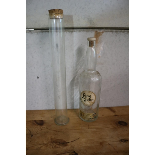 141 - 2 x Glass Items - Pasta Tube and Large Long John Whisky Bottle