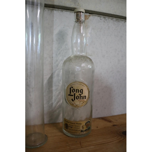 141 - 2 x Glass Items - Pasta Tube and Large Long John Whisky Bottle