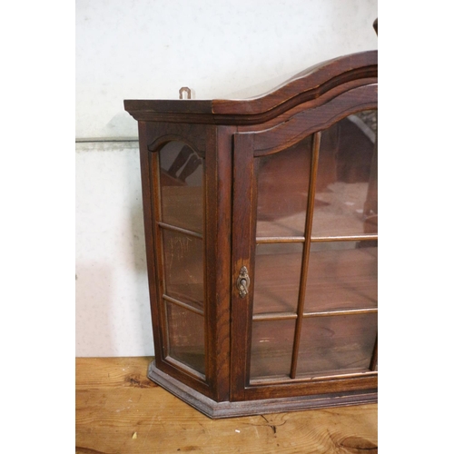 150 - Solid Wood Wall Display Unit with Glass Panels