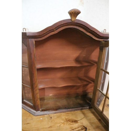 150 - Solid Wood Wall Display Unit with Glass Panels