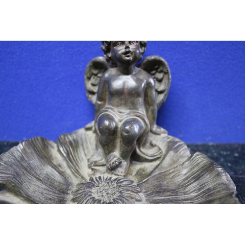 160 - Nice Cherub Sitting on a Flower Resin Figure