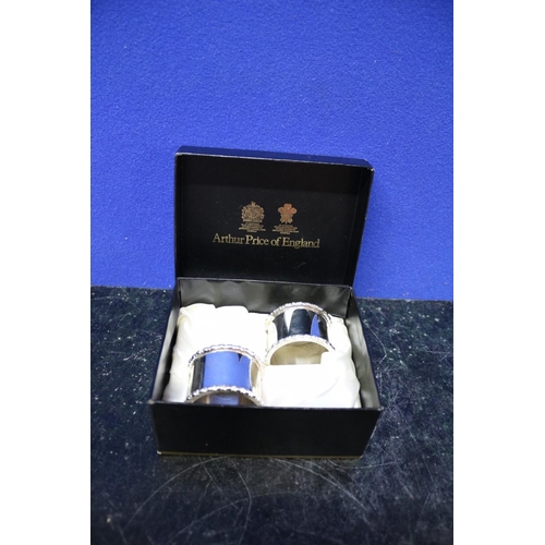 161 - Pair of Silver Plated Napkin Rings by Arthur Price of England in a Box