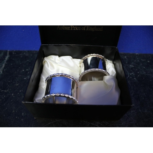 161 - Pair of Silver Plated Napkin Rings by Arthur Price of England in a Box