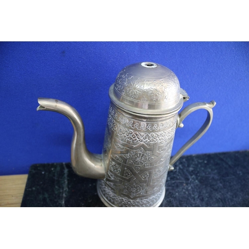 292 - Believed to be Silver Plated - Large, Highly Engraved Coffee Pot - Possibly Persian Origin