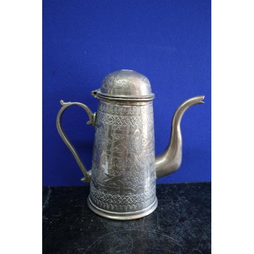 292 - Believed to be Silver Plated - Large, Highly Engraved Coffee Pot - Possibly Persian Origin