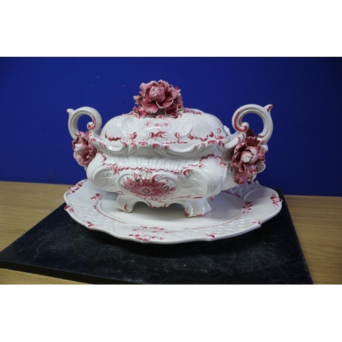 Large, Believed to be Italian Origin, Tureen with Floral Design