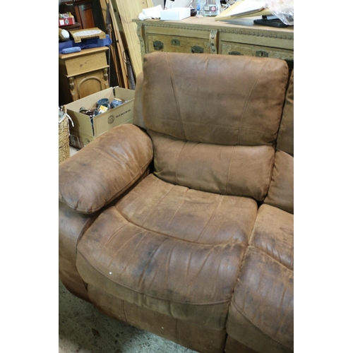 41 - 3 Seater Recliner Sofa in Suede/Leather - Comes in 3 Sections