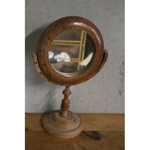 106 - Indian Made Circular Swivel Dresser Mirror with Brass Inlay