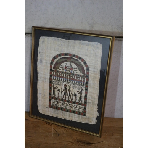 107 - Parchment Framed and Glazed of Egyptian Hieroglyphics - 52 x 44cm