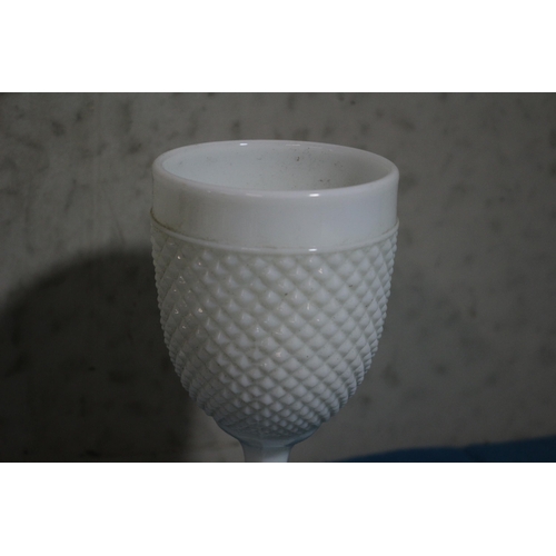 135 - Westmoreland Diamond Point Vintage, Mid Century, Milk Glass Tall and Large Glass Goblet - 17.5cm