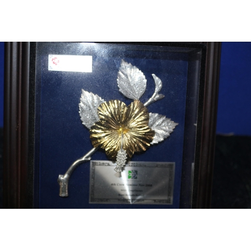 149 - Informed to be Pewter - Hibiscus Award - Malaysian National Flower in Frame