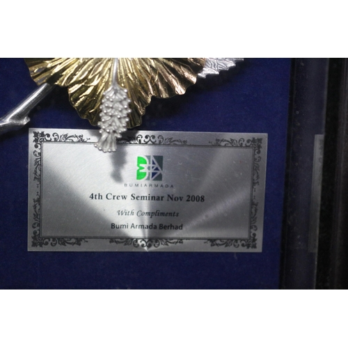 149 - Informed to be Pewter - Hibiscus Award - Malaysian National Flower in Frame