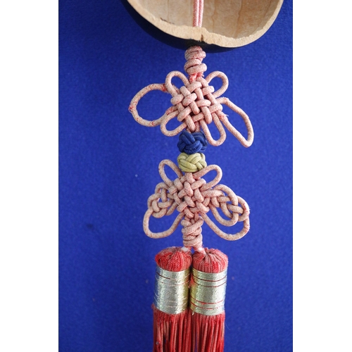 202 - Hand Detailed Seed Casing Wall Decoration with Tassels - Possibly Oriental