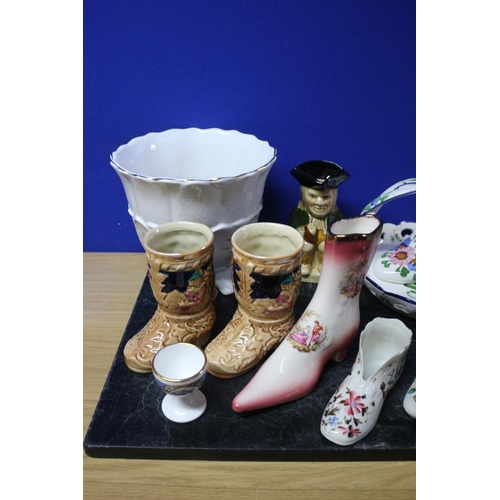 317 - Bundle of Pottery Items including Boots, Toby Jug