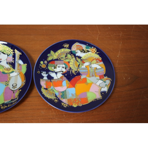 338 - 2 x Rosenthal Wall Hanging Plates Designed by Bjorn Wiinblad