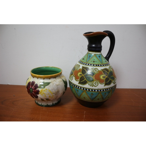 350 - Large Gouda Danier Ewer / Jug plus Vase