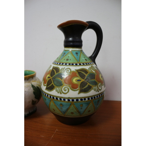 350 - Large Gouda Danier Ewer / Jug plus Vase