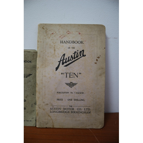 356 - 3 Vintage Car Handbooks - 2 x Austin (Ten & Ten Four) and 1 Velocette