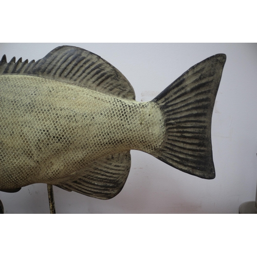 370 - Large Wooden Carved Fish on Plinth