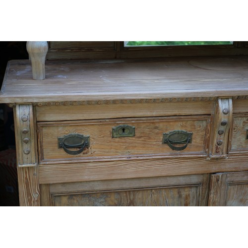 391 - Continental Display Dresser Unit in Pitch Pine with Twin Glass Fronted Doors to the Top Section and ... 