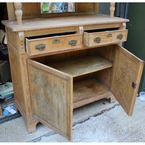 391 - Continental Display Dresser Unit in Pitch Pine with Twin Glass Fronted Doors to the Top Section and ... 