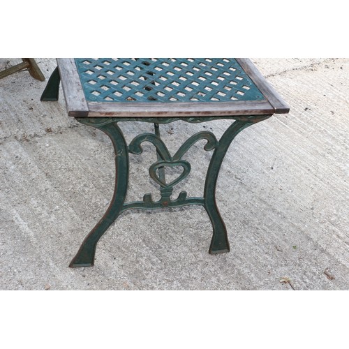 392 - Wrought Iron Garden table with Wood Edging plus a Cleveland Collection Chair