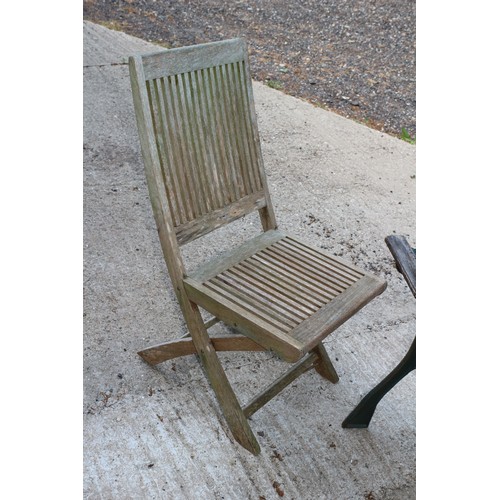 392 - Wrought Iron Garden table with Wood Edging plus a Cleveland Collection Chair