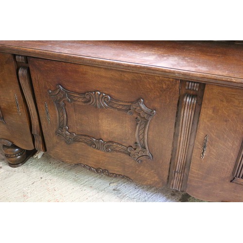 393 - 1920 - 1940's Sideboard with Large Storage and Cutlery Drawers and Display Top Shelf - Has a Key