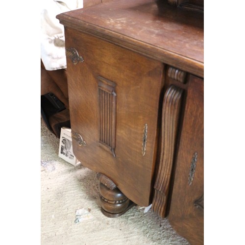 393 - 1920 - 1940's Sideboard with Large Storage and Cutlery Drawers and Display Top Shelf - Has a Key