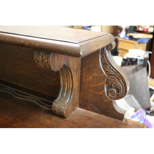 393 - 1920 - 1940's Sideboard with Large Storage and Cutlery Drawers and Display Top Shelf - Has a Key