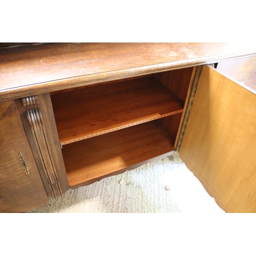 393 - 1920 - 1940's Sideboard with Large Storage and Cutlery Drawers and Display Top Shelf - Has a Key