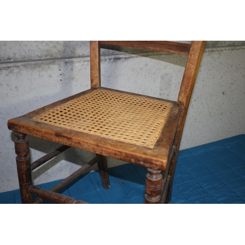 396 - 19th Century Provincial Oak and Cane Chair - Sturdy