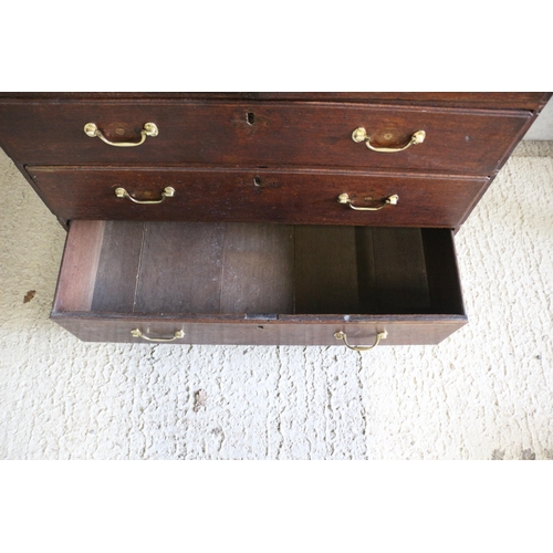 397 - Late 18th / Early 19th Century Plank Top Oak 3 + 2 Set of Drawers - Panelled Drawer Bases - 105 x 96... 