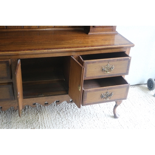 400 - Georgian Styled Late 19th / Early 20th Century Crossbanded Display Dresser with Barber Pole Inlay - ... 