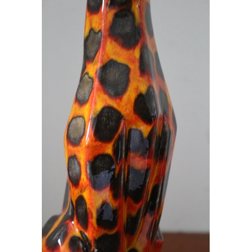 402 - Anita Harris Gold Signed Speckled Seated Large Cat - 39cm Tall - Hot Coals Design