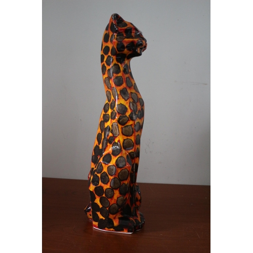 403 - Anita Harris Gold Signed Speckled Seated Extra Large Cat - 55cm Tall - Hot Coals Design