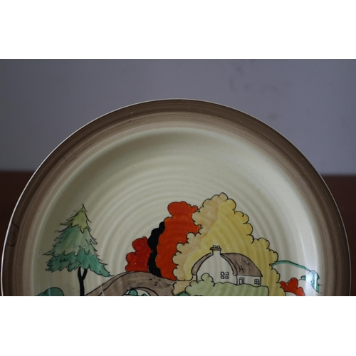 408 - Rare Clarice Cliff From Christies 'The Barry Jones Collection' - Rural Landscape - Plate - 21.5cm Di... 