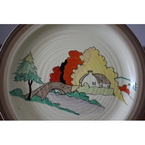 408 - Rare Clarice Cliff From Christies 'The Barry Jones Collection' - Rural Landscape - Plate - 21.5cm Di... 