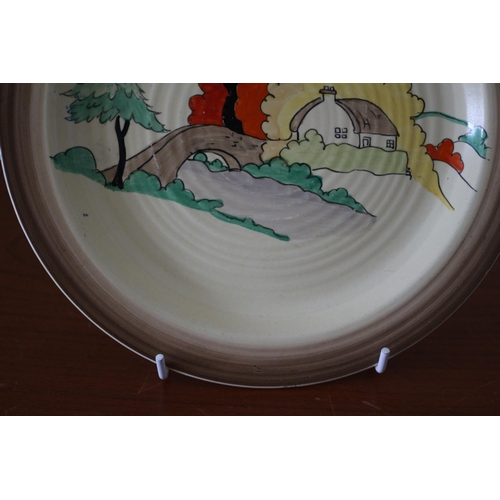 408 - Rare Clarice Cliff From Christies 'The Barry Jones Collection' - Rural Landscape - Plate - 21.5cm Di... 