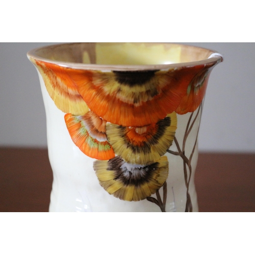 411 - Clarice Cliff Vase - Blossom Bizarre - 12.5cm Dia x 17cm Tall