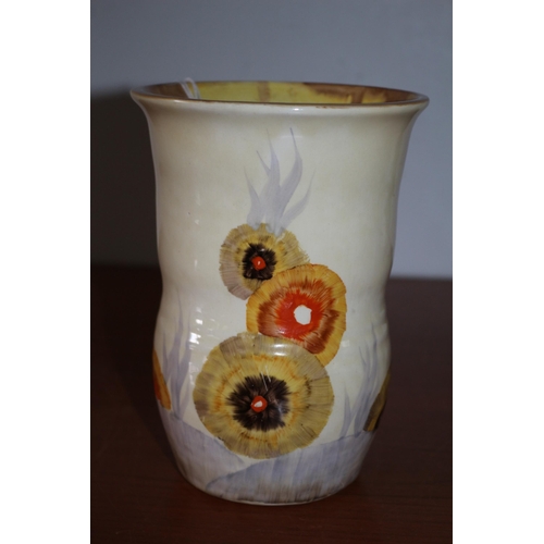 411 - Clarice Cliff Vase - Blossom Bizarre - 12.5cm Dia x 17cm Tall