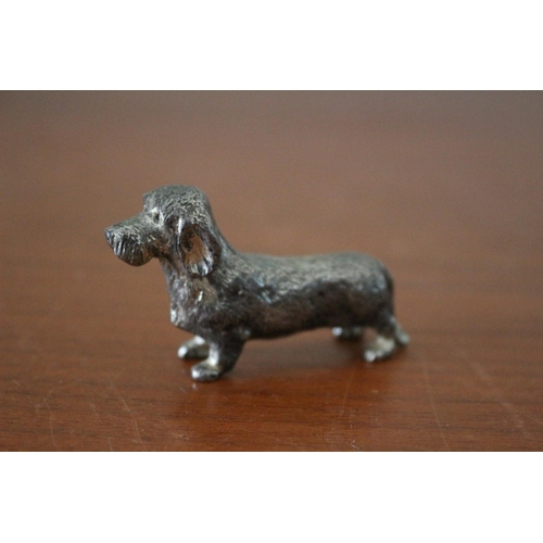 416 - Nice Small White Metal Dachshund