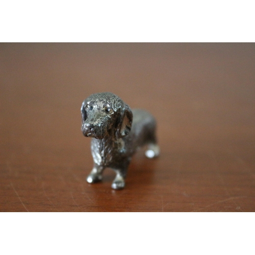 416 - Nice Small White Metal Dachshund