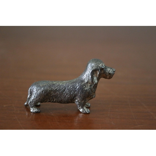 416 - Nice Small White Metal Dachshund